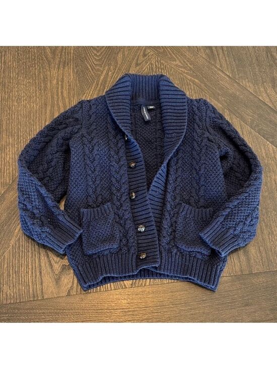 Janie and Jack Other - Janie and Jack Navy Cable Knit Shawl Collar Cardigan